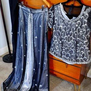 Black and silver kurta